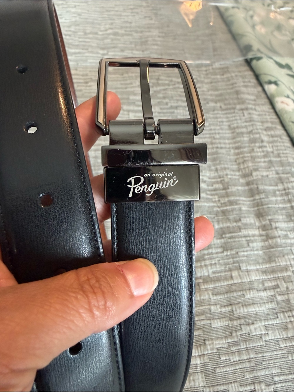 Penguin Men's Black bonded Leather belt